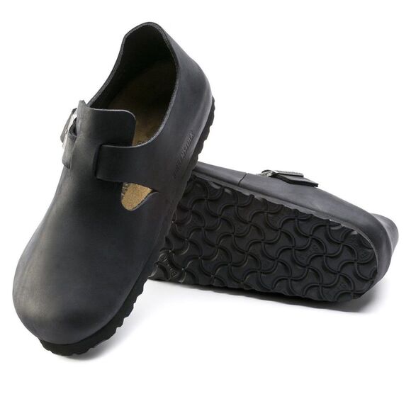 Birkenstock London Oiled Leather Clogs Black Mens EU43 US10 Normal Regular Width - Picture 1 of 12